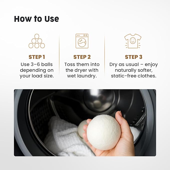 Scalise Family Sheep Farm Wool Dryer Ball by Scalise Family Sheep Farm – Reusable Dryer Balls Wool for Faster Drying & Less Static – Eco-Friendly, Chemical-Free