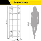GIOTORENT Pantry Storage Shelves, 6-Tier Metal Storage Rack with X-Shaped Side Frame, Heavy-Duty Wire Shelf for Kitchen, Bathroom, Laundry Room, 120lb/Layer, White Standing Shelves