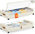 Yecaye Under Bed Storage with Wheels 2Pack, 70L Larger Capacity Under Bed Storage Containers, Underbed Shoe Storage Organizer, Rolling Under Bed Metal Drawers for Clothes, Blankets(35.5 x 17 x 6.7in)