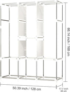 BAOKALER Portable Closet for Hanging Clothes 67 Inch Wide Large Capacity Portable Wardrobe Closet with Cover, Storage Shelves and 3 Hanging Rod, Gray Wardrobe Closet Easy to Assemble and Strong