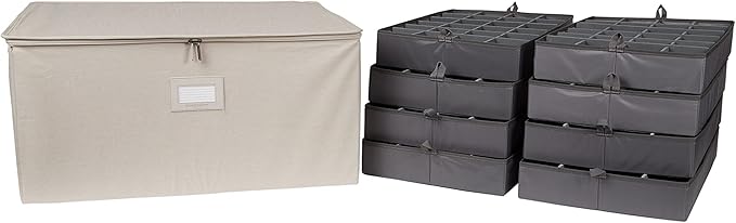 Covermates Keepsakes - Adjustable Zip-Top Storage Box - Configurable FlexGrid Compartments - Heavy Duty Polyester- Reinforced Handles - Stackable Design - Indoor Storage, Beige Heather