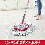 Rubbermaid Microfiber Twist Mop Kit with 2 Refills Kit Machine Washable Built-in Wringer Lightweight Safe for All Floor Types Deep Cleaning for Home/Bathroom/Garage/Office