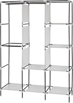 Portable Closet Wardrobe,71'' Closet Storage Organizer Rack with Shelves and Cover for Hanging Clothes, Non-Woven Fabric, Quick and Easy to Assembly (Black)