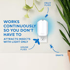 Flying Insect Trap Plug-in with Blue & UV Light – Indoor Bug Catcher for Gnats, House & Fruit Flies (2 Plug in Devices & 4 Cartridges)