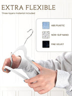 Smartor Velvet Hangers 70 Pack, White Non Slip Clothes Felt Hanger Heavy Duty for Coat, Premium Slim Space Saving Hangers for Closet Organizer and Storage, 360° Rotating Silver Hook