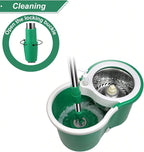 Spin Mop and Bucket with Wringer Set, 360° Spinning Mop Bucket System with 3 Microfiber Mop Replacement Heads, Adjustable Handle for Floor Cleaning (Green)