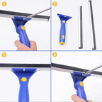 ITTAHO Window Washing Kit with Extension Pole, 10" Squeegee & 11" Microfiber Scrubber Combi with Stainless Steel Pole, Window Cleaner for Car, Sliding Door,Shower Glass Door-Swivel Style-2 Pads