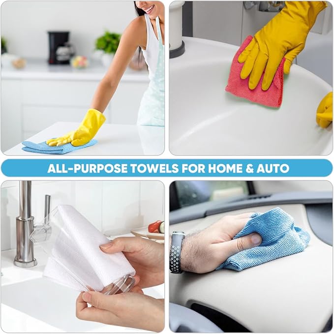 AIDEA Microfiber Cleaning Cloth Roll, Shop Towels 165 Sheets(3 Roll), Tear Away Reusable Paper Towels, White Rags for Bars, Cleaning Rags for Automotive, Mechanic, Workshops, House, 11×9"