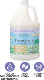 Ginger Lily Farms Botanicals Plant-Based Dishwasher Detergent Gel, 100% Vegan & Cruelty-Free, Lavender Chamomile Scent, 1 Gallon Refill (Pack of 4)