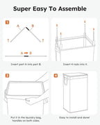 SOLEDI Laundry Hamper with Lid 100L Large & Tall Collapsible Laundry Basket, Clothes Hamper with Bag Removable Easy to Carry, Dirty Hampers for Bedroom, Bathroom, Dorm, College,Light taupe