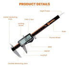 HARDELL Digital Caliper, Rechargeable Calipers with Large LCD Screen, Stainless Steel Caliper Measuring Tool, Auto-Off Micrometer, Inch/MM/Fraction for DIY/Household/3D-printing