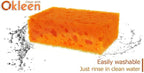 Orange Multi Use Scrub Sponge. Made in Europe. 9 Pack, 4.3x2.8x1.4 inches. Odorless Heavy Duty and Non Scratch Fiber. Durable and Delicate Scrubber for Dirty Surfaces in Kitchen, Home, Outdoors
