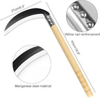 Carbon Steel Grass Sickle with Wood Handle, Gardening Weeding Weeder, Garden Hand Tool, Farming Weed Remover, Scythe Blade Cutter, Manual Mowing Blade Cutter, Thick Blade Quick Work