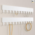 Necklace Holder Hanging Jewelry Organizer - Self-Adhesive Wall Mounted for Necklaces, Bracelets, 2 PCS, White