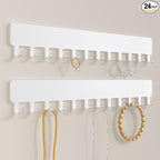 Necklace Holder Hanging Jewelry Organizer - Self-Adhesive Wall Mounted for Necklaces, Bracelets, 2 PCS, White