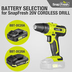 SnapFresh Cordless Drill, 20V Power Drill Set with 2 Variable Speed, 21+1 Torque Setting, Lightweight, LED, 43pcs Drill Bits, Impact Drill Set for Home, DIY (Battery & Charger Not Included)