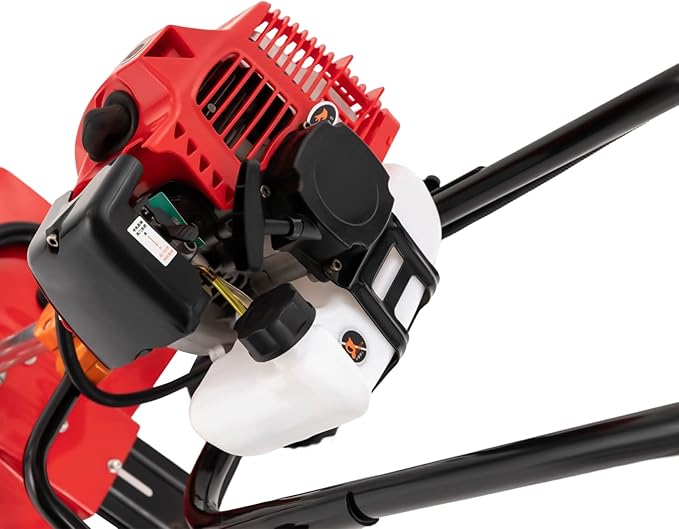 Gas Powered Tiller 52CC 2 Stroke Commercial Heavy Duty Tiller 1.9KW Hand Rotary Cultivator Rototiller Garden Tool with Long Handle for Soil Cultivation