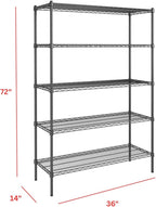 Black 5-Tier Metal Adjustable Freestanding Garage Storage Wire Shelving Unit (36 in. W x 72 in. H x 14in. D)