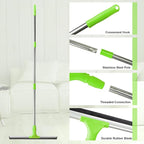 17.2"Professional Floor Scrubber Shower Squeegee,Double Flexible Rubber Silicone Broom with Long Stainless Steel Handle for Swimming Pool, Concrete Floors,Shower Tiles,Garages,Windows,Pet Hair Removal