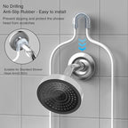 DAOYA Over Head Shower Caddy - Bathroom Shower Organizer with Soap Holder & 6 Hooks for Towels, White, 76L Capacity, Hanging Mount, Rust Resistant