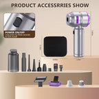 Handheld Vacuum Cordless, Car Vacuum Cleaner with 22000PA Brushless Motor, 4-in-1 Portable for Car Home, Vacuum & Blower, Inflator, HEPA, Pet Brush, LED Light, Type-C (Purple)