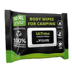 Body Wipes for Camping 50 XXL Camping Wipes 12''x 12'', Shower Body Wipes for Camping, Body and Face Wipes, Biodegradable Personal Hygiene Body Cleansing Wipes for Women Men Kids Elderly Travel