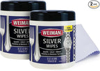 Weiman Jewelry Polish Cleaner and Tarnish Remover Wipes - 20 Count (2 Pack) with Polishing Cloth - Use on Silver Jewelry Antique Silver Gold Brass Copper and Aluminum