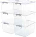 Citylife 6 Packs 32 QT Plastic Storage Bins with Lids Large Stackable Storage Containers for Organizing Clear Storage Box for Garage, Closet, Kitchen
