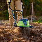 Earthwise Power Tools by ALM TC722011 11-Inch 2x20-Volt Lithium-Ion Cordless Electric Garden Tiller Cultivator, 2x20 Volt 4Ah Battery and Charger Included, Green
