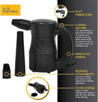 XPOWER A-2S Cyber Duster Electric Air Duster for Dusting, Drying, Inflating, Blowing, Car Detailing, Computer, Leaf Blowing, 90 CFM, 2 Nozzles + 1 Brush, High Performance Motor, Eco-Friendly, Black