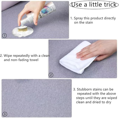2 Pack Carpet Spot Cleaner, Sofa Spot Stain Remover, Free-wash Fabric Cleaner with Brush Head, for Sofas, Carpets, Curtains, Remove Oil Stains, Blood Stains, Coffee Stains, Pet Urine Stains