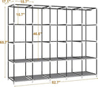 MOGELAFOO 83 Inch Wide Portable Closet Wardrobe, Clothes Storage Rack Organizer with Cover, 5 Clothes Hanging Rods and 10 Storage Shelves, Grey