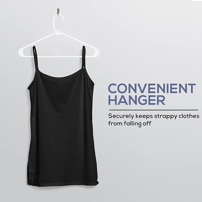 Utopia Home Plastic Hangers 50 Pack - Space Saving Clothes Hanger - Durable & Strong Closet Organizers and Storage with Built-in Strap Hooks - Essential for Shirts, Pants, Skirts & Coats (White)