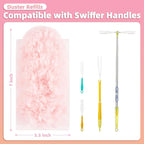 30 Count Pink Duster Refills Compatible with Swiffer Handle, 360° Multi-Surface Duster Refills with 1 Handle, 5X Microfibers Disposable Dusters for Home, Office Cleaning