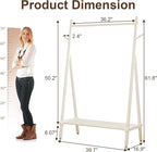 Muwuele Solid Wood Clothes Rack, Clothing Rack for Hanging Clothes, Hanging Racks for Clothes with Shelves Load 350 Lbs Garment Rack (White)