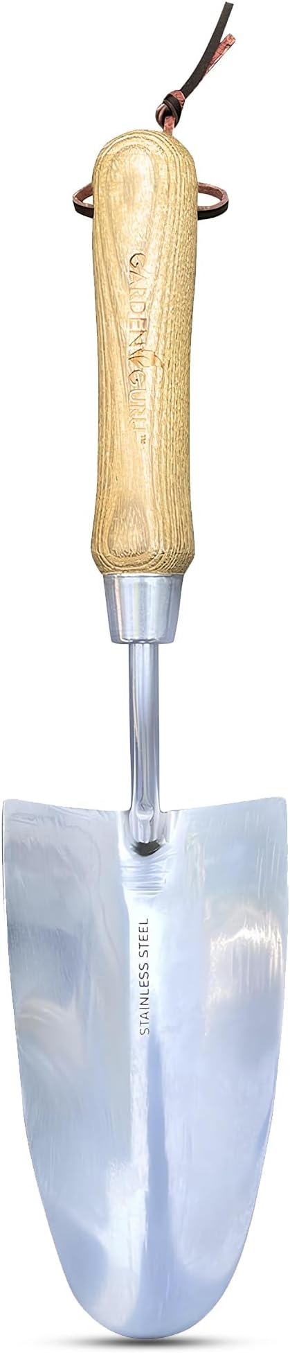 Garden Guru Eco Super Strong Garden Trowel with Ergonomic Wood Handle - 100% Recycled Stainless Steel - Rust Resistant - FSC Certified Wood - Perfect Tool for Gardening Weeding Transplanting & Digging