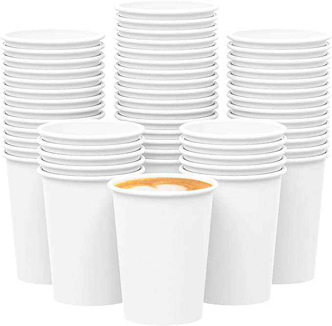 Qunclay 𝟐𝟏𝟎 𝐂𝐨𝐮𝐧𝐭 𝟏𝟐 𝐨𝐳 Disposable White Paper Coffee Cups, To Go Hot Cups for Coffee, Chocolate, Juice, Hot or Cold Beverage Drinking Cup Suitable for Party, Office, Travel, and Events