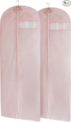 MARMINS Pink Dress Bags for Gowns Long, 65'' Long Dress Clear Garment Bag(Set of 2, 23.3'' X 65'')