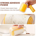 Travel Portable Lint Roller with Hand Strap, Reusable Mini Extra Sticky Pet Hair Remover for Dog Cat Fur, for Clothes Bag Dust Fuzz (Yellow)