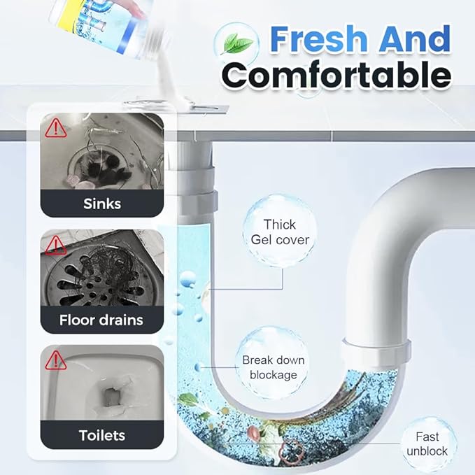 Sink and Drain Cleaner, Multi-functional Pipeline Dredging Agent, Sink Drain Cleaning Powder for Kitchen,Bathroom,Toilet,Pipe Maintenance (4)