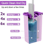 Mop and Bucket with Wringer Set, Hands Free Flat Floor Mop and Bucket, 5 Washable Microfiber Pads Included, Wet and Dry Use, Home Floor Cleaning System for All Floor Types and Windows,Purple