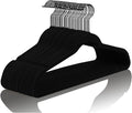 MIZGI Premium Velvet Hangers (60 Pack) Heavy Duty - Non Slip Felt Hangers- Velvet Suit Hanger Black - Black Coated Hooks,Space Saving Clothes Hangers