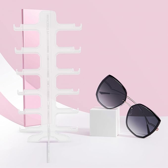 Hemobllo Sunglasses Display Rack 6-Tier Plastic Eyewear Organizer Stand Multi-Layer Storage Holder for Sunglass Display and Home Closet Organization