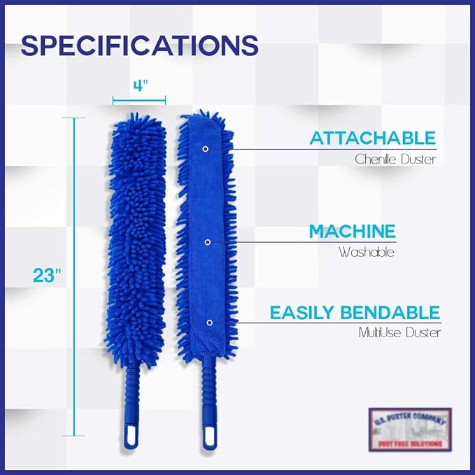 Spider Web Brush with Pole | Chenille Extension Duster, Aluminum Extension Rod | Extend 18-20 feet Cleaning High Ceilings, Cathedral Ceilings, Ceiling Fans