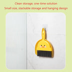 Broom Dustpan Suit Cartoon Duck Dormitory Debris Brush for Indoor Outdoor Traveling Camping Portable