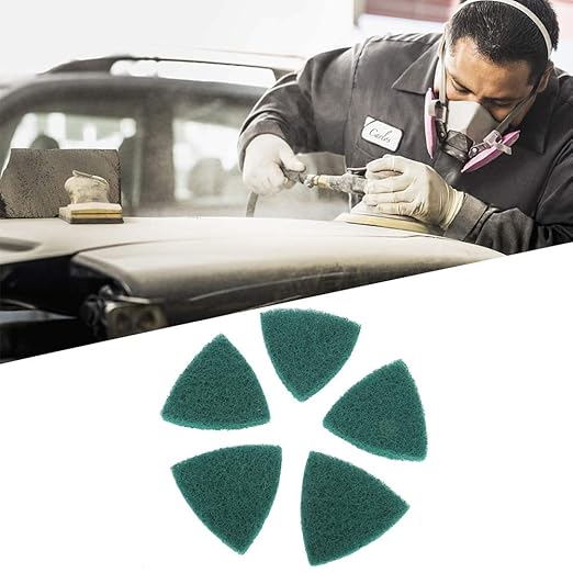 YWBL-WH 5Pcs Scouring Scrub Pads, Reusable Triangle Polishing Pad Self Adhesive Plate Grinding Machine Accessories, 3.5 * 3.5 * 3.5inch