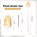 Lambswool Extendable Duster 29-110 Inch, Anti-Static Flexible Head, Stainless Steel Pole for High Ceilings, Fans, Interior & Roof Dusting.