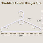 White Plastic Hangers 36 Pack, Heavy Duty Clothes Hangers with Center Hook & Non-Slip Pants Bar for Standard Size Shirts, Pants, Coat, Dresses, Jackets, Scarves and Belts