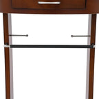 Valet Stand with Drawer and Top Tray, Wood Mens Suit Valet Stand with Wood Base, Freestanding Clothes Valet Stand with Hanger, Storage Organizer for Entryway Office Living Room (C, Walnut Color)