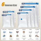 35 Pack Vacuum Storage Bags with Hand Pump, Compression Space Saver for Comforter, Bedding, Blanket Storage, Vacuum Seal Bags for Clothing, Travel Luggage Suitcase and Closet Organizer